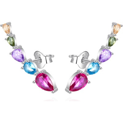 AGATO Elegantní podélné náušnice s barevnými zirkony AGT-E133PC