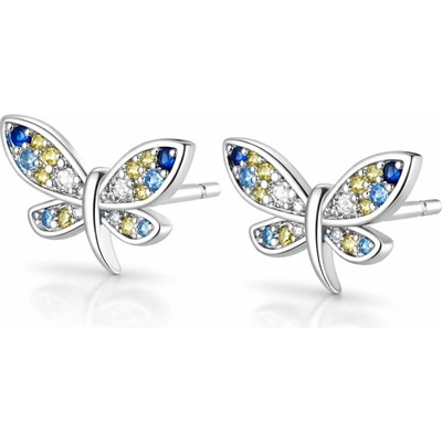 GRACE Silver Jewellery Jemné náušnice Clotilde - motýlci, stříbro 925/1000 E-PAE061/407 Modrá