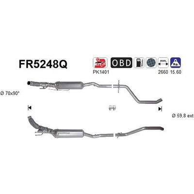 Filtr sazových částic, výfukový systém AS FR5248Q