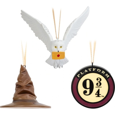 Grupo Erik Dekorace na pověšení 3 ks Hedvika Klobouk a Nástupiště Harry Potter