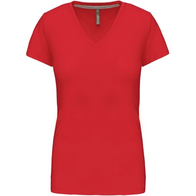 Kariban v-neck k381 / Дамска тениска с къс ръкав - червена xxxl (20k38100413)