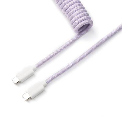 Кабел за клавиатура Keychron Coiled Aviator Straight Custom USB Cable, USB-C - USB-C, Light Purple - Cab-17 (Cab-17)