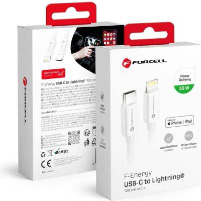 Forcell C901 typu C na blesk Mfi Pd 3A 30W 1m bílý