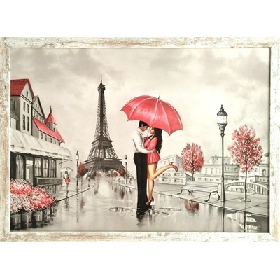 Bondecor Obraz v rámu černobílý "Milenci v Paříži" 70x50cm
