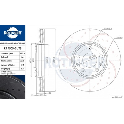 Brzdový kotouč ROTINGER RT 4505-GL T5