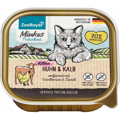 ZooRoyal Minkas Naturkost Kitten kuře a telecí maso s brusinkami 16 x 100 g
