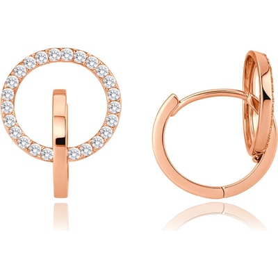 MINET JMG0027WRE02 - Elegantné zlaté náušnice z ružového zlata s bielymi zirkónmi Au 585/1000 2,35g