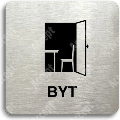 ACCEPT Piktogram byt - stříbrná tabulka - černý tisk bez rámečku
