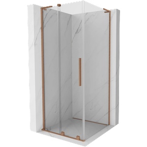 Mexen Velar L плъзгаща се душ кабина 100 x 100 cm, прозрачна, изчеткана мед - 871-100-100-03-65 (871-100-100-03-65)