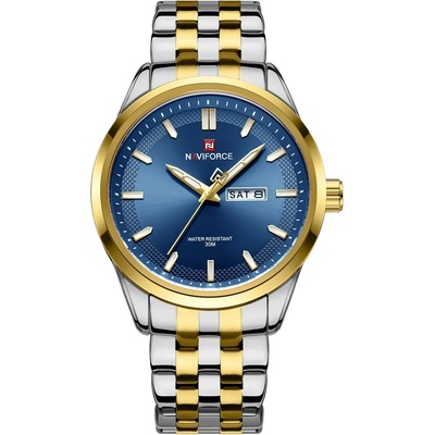 Curren Мъжки часовник Naviforce Twingle, Неръждаема стомана, Златист / Син (NAVIFORCE-9203-GOLD-BLUE)