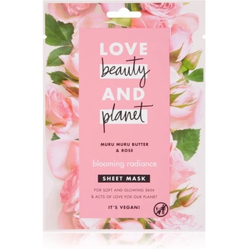 Love Beauty & Planet Blooming Radiance Muru Muru Butter & Rose платнена маска за озаряване на лицето 21ml