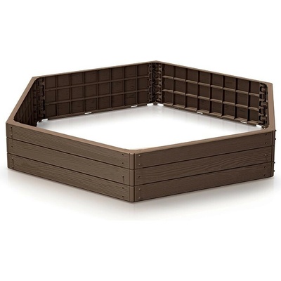 Prosperplast Vyvýšený záhon BASE WOODY, hnedý 148 x 129 x 25 cm