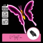 Aigostar - LED външна декорация 558xLED 90 cm IP44 пеперуда/розова (AI3161)