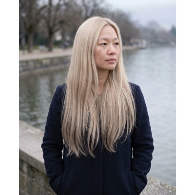 Hairlora Clip-in vlasy – #M60/18 Ombré platinová do popolavej blond - Sada 8 pásov – 50 cm / 115 g