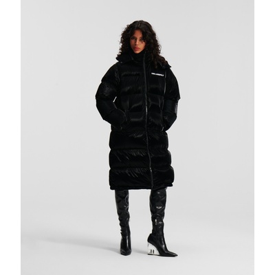 Karl Lagerfeld Quilted Long Coat černá