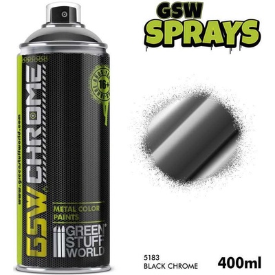 Green Stuff World GSW Black Chrome Paint Spray chrómová farba čierna v spreji 400 ml