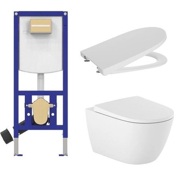 Roca Комплект Duplo Neo 4 в 1, Ona Rimless, мат бял, бутон по избор, A890030020 + A346687620 + A801E12621 (250109)