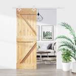 vidaXL Преплъзваща се врата 70 x 210 cm Естествено и бяло (3445079)