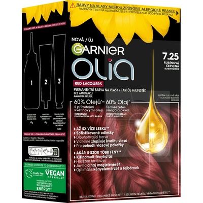Garnier Olia Red Lacquers olejová permanentní barva na vlasy s vysokým leskem odstín 5.52 Velvety Merlot 60 g