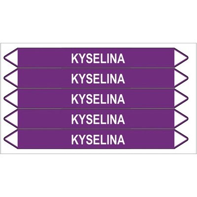 Značení potrubí, kyselina, 5 ks, 150 × 12 mm PZ 006984