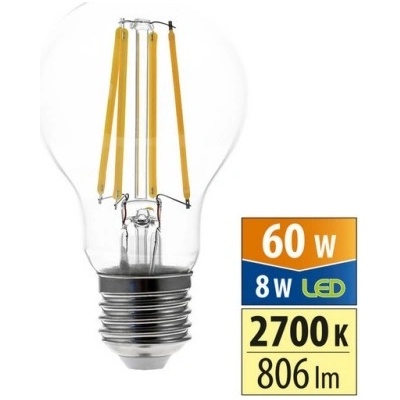 žárovka LED E27, 8W, 2700K, CRI 80, 806lm, 320° /ML-321.102.87.0/ 60W