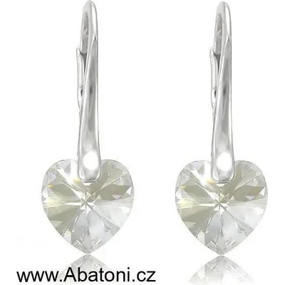 Swarovski Elements Heart krystal stříbrné náušnice visací bílé srdce srdíčka 31315.3 Moonlight bílá čirá křišťálová měsíční stříbrno zlatá duhová