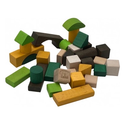 T-Wood Dřevěné kostky safari 32 ks