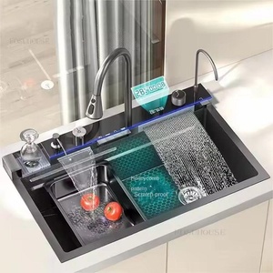  Луксозна Мултифункционална Кухненска Мивка с Двоен Водопад и Душ за Чаши (sink) Мивка за вграждане