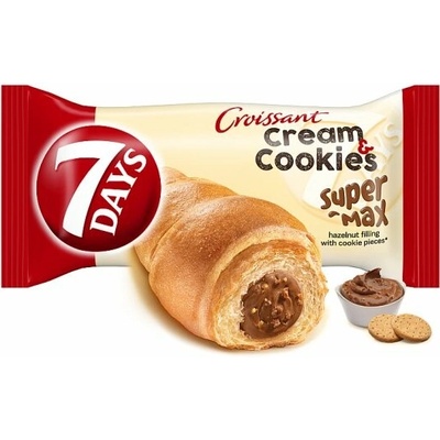 7 Days Croissant Super Max Cream & Cookies s lieskoorieškovým krémom s kúskami sušienok 98g