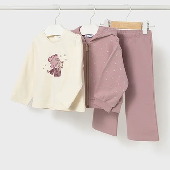 Mayoral Анцуг 3 части със суичър и панталон в розов и бяла блуза за бебе момиче Mayoral (НЕ Е ВАТИРАН)