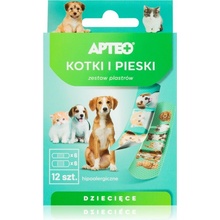 Apteo Náplasti pre deti náplasť na ošetrenie drobných povrchových poranení kože Cats and dogs 12 ks