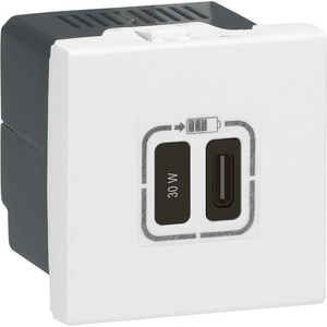Legrand Розетка USB за зареждане тип C Power Delivery 30W 2 мод. цвят Бял Mosaic - 077585L (077585L)