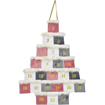 WURM Adventní kalendář, textil - růžová, 55x77cm