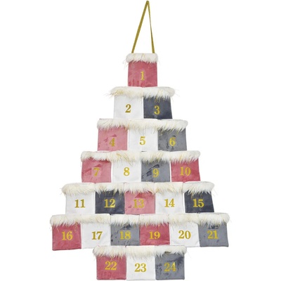 WURM Adventní kalendář, textil - růžová, 55x77cm