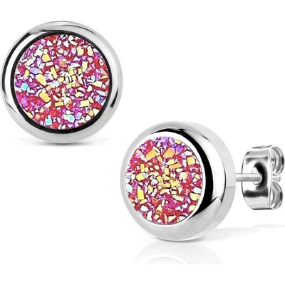 Nubis ocelové náušnice DRUZY Amethyst AB NB305