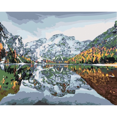 zuty Malování podle čísel První sníh na Braies lake 80 x 100 cm vypnuté plátno na rám