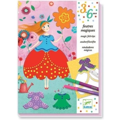 DJECO - Творчески комплект за рисуване с флумастери - Красивите дрехи на Мери (DJ09886)