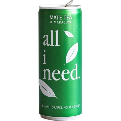 All I Need 100% Prírodný Energetický nápoj Čaj Maté Maracuja BIO 250 ml