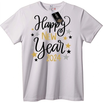 NOONEBRAND Тениска Happy New Year 2024 - 2XL, White