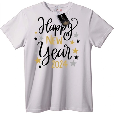 NOONEBRAND Тениска Happy New Year 2024 - 2XL, White