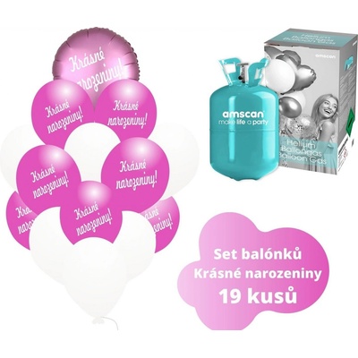 balonky.cz Helium set tmavěrůžový kruh + tmavá fuchsia balónky KRÁSNÉ NAROZENINY