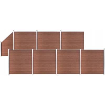 vidaXL Plotová sada WPC 7 čtvercových + 1 šikmý díl 1311x186 cm hnědá