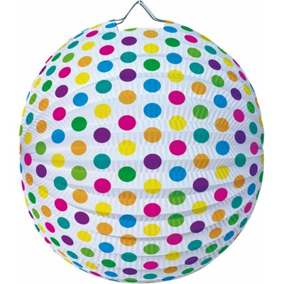 Lampion 25cm kulatý barevný puntík – Zboží Dáma