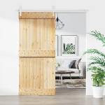 vidaXL Преплъзваща се врата Естествено и бяло 90 x 210 cm (3445140)