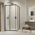 Radaway Квадратна душ кабина с плъзгащи се врати Radaway Alienta 90x90 см черно-прозрачна (10239090-54-01)