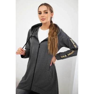 Mikina Fashione so zipsom na chrbte + vrecku šedá tmavo