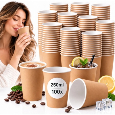 Jednorazový pohár Kram béžový papierový 250 ml