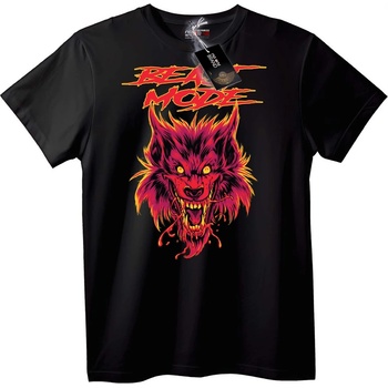 NOONEBRAND Тениска Звярски Режим Огнен Вълк - XS, Black