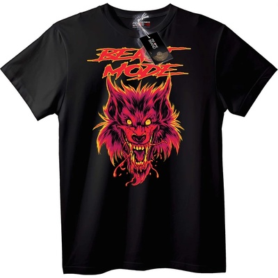 NOONEBRAND Тениска Звярски Режим Огнен Вълк - XS, Black