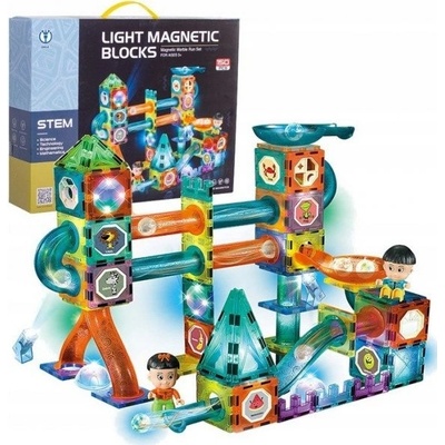 iMex Toys magnetická svítící stavebnice se skluzavkou Light Magnetic 150 ks